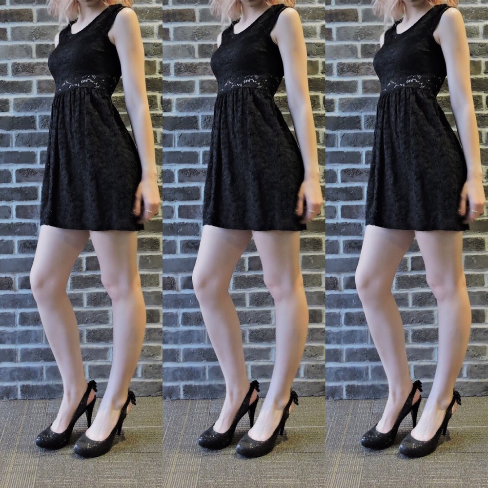 Mini black lace dress